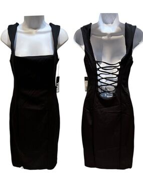 TA3 | Squarey Pencil Dress Black Corset | Large Regular / Long New with Tags
